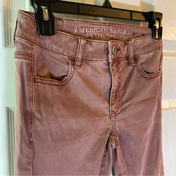 American Eagle Women 0 Jeggings Jeans Super Stretch AEO Sateen Low Rise Pockets - Picture 4 of 16